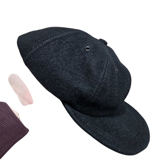 Vintage J. Crew Black Wool Baseball Cap Size M Made In‎ USA Unisex Classic Soft - Picture 12 of 16